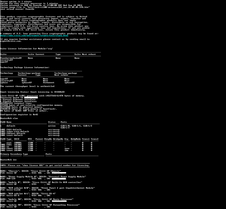 Cisco ISR 1100 Series C1111-4P V01 Services Integrated Router