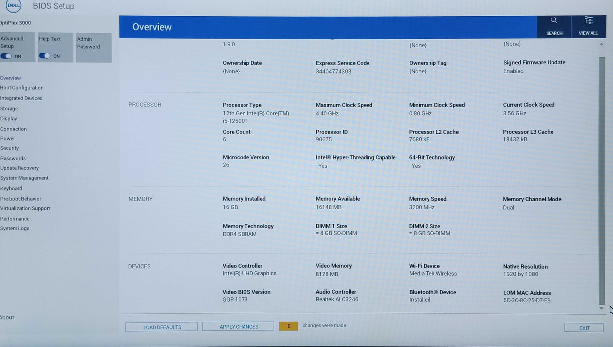 Dell OptiPlex 3000 USFF, i5-12500T, 16GB DDR4, 256GB NVMe, WiFi & 65W AC