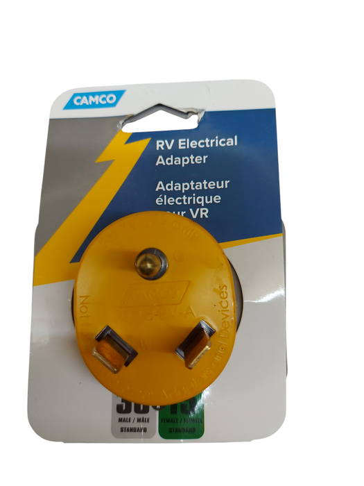 Camco RV Power Cord Adapter - 30amp male to 15amp female 125 Volts