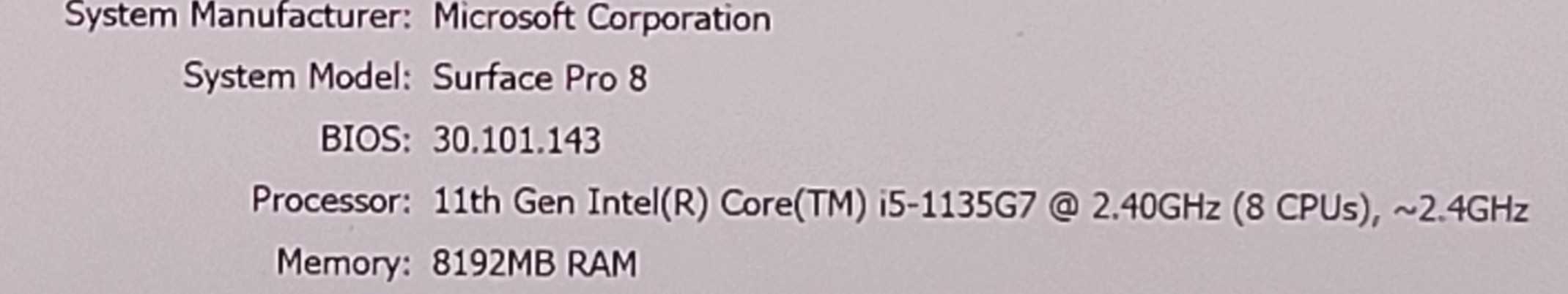 Microsoft Surface Pro 8 (1983) - Core i5-1135G7 8GB DDR4 128GB NVMe + PWR % Lap200