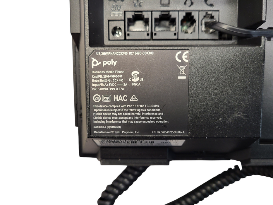 Poly CCX 400 5" Color Touchscreen POE IP Desktop Phone No stand Q$