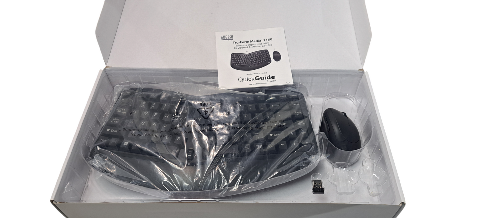 Like New Adesso Tru-Form Wireless Keyboard ErgWKB-1150CB
