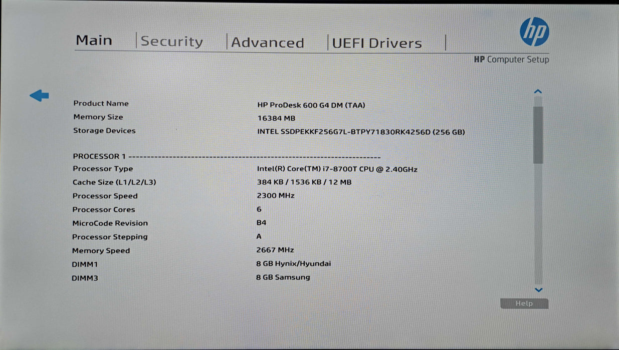HP ProDesk 600 G4 Mini Intel Core i7-8700T @2.40GHz, 16GB DDR4, 256GB NVMe )