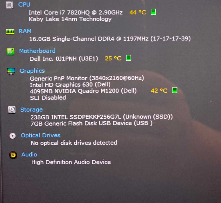 Dell Precision 5520 4K TOUCH i7-7820HQ QUADRO M1200 4GB 16GB RAM 256GB SSD  Lap200