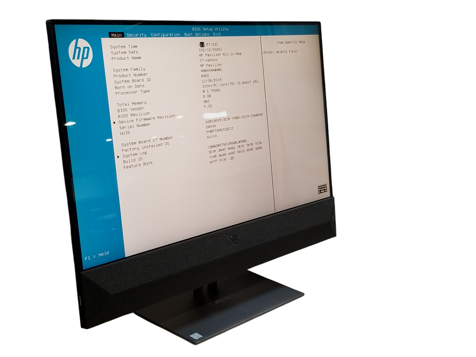 HP Pavilion Touch 27" AiO Pc Intel i5-8400T CPU 1.70GHz 8GB RAM 238GB NVMe