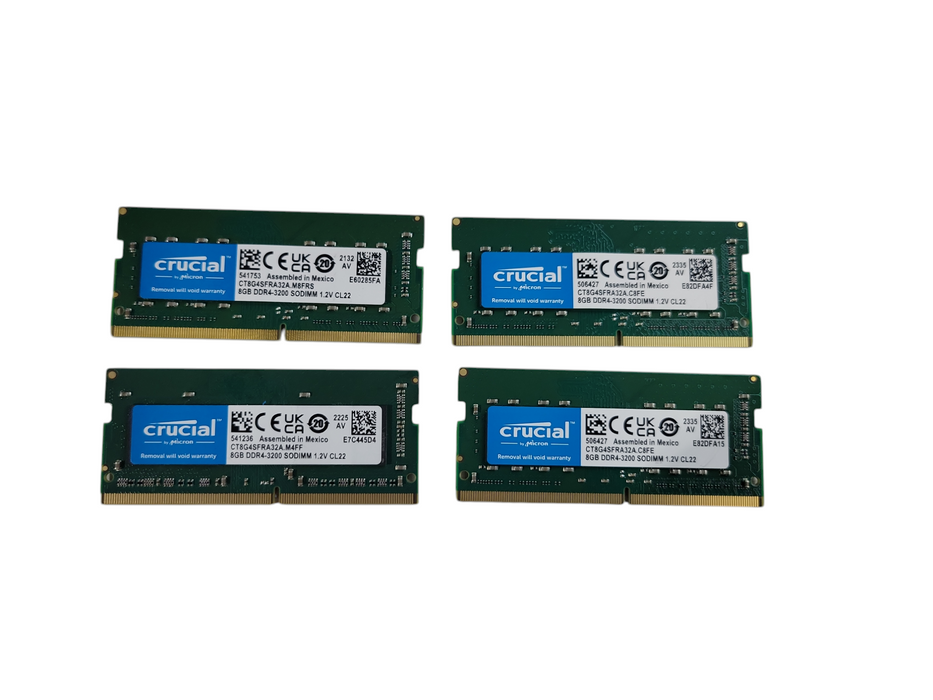 Lot of 4x - 8GB Crucial DDR4-3200 SODIMM 1.2V CL22 %