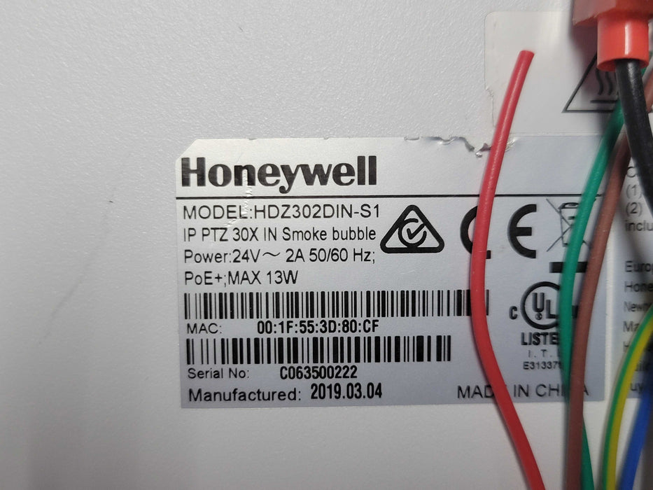 Lot of 2x Honeywell HDZ302DIN-S1 PTZ 30X IN Smoke bubble Security cameras _