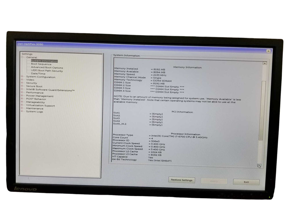 Dell OptiPlex 5050 Intel Core i7-7600 @3.40Ghz 8GB DDR4 120GB SSD