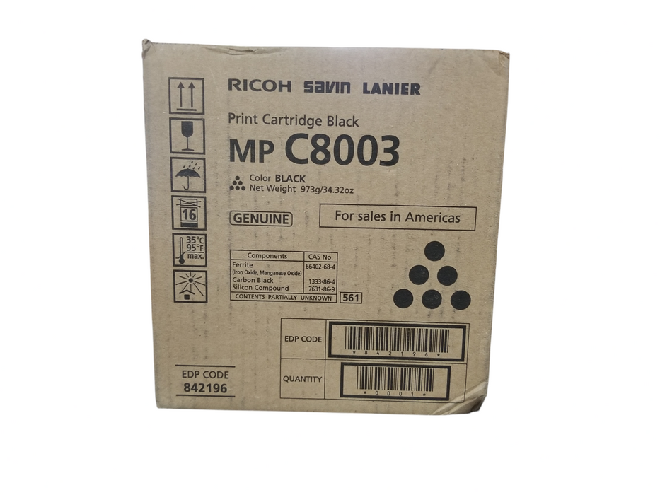 Genuine Ricoh Black Toner Print Cartridge MP C8003 Original 842196 - NEW SEALED Q