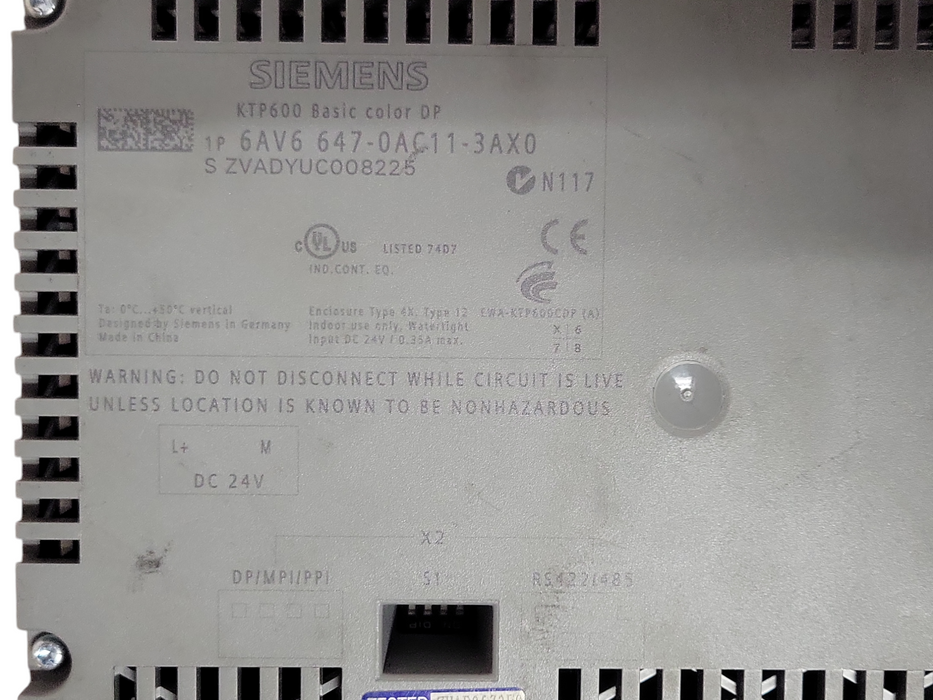Siemens KTP600 Basic color DP 6AV6 647-0AC11-3AX0 touch panel _