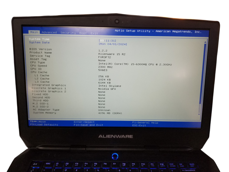 Alienware 15 R2, i5-6300HQ, 4GB DDR4, NVIDIA GFX, No HDD - For Parts *READ*  BudLap