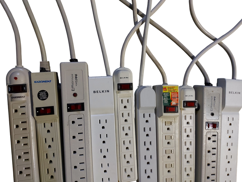 Lot 10x Assorted Power Bars / Strips / Extension Boards (White & 6 outlets)