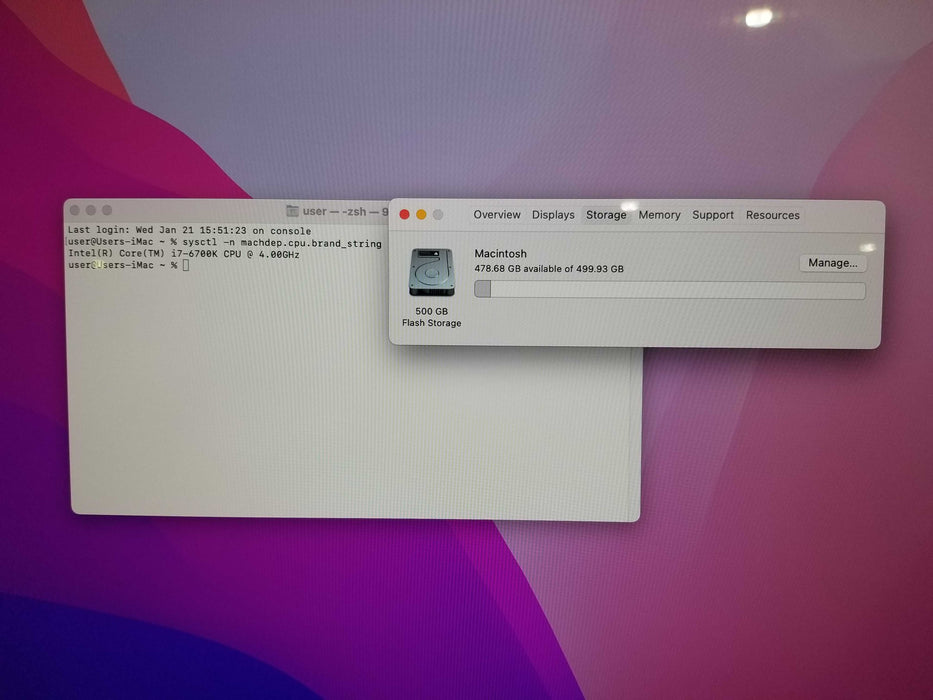 Apple iMac 27" Retina 5K 2015 Core i7-6700K CPU 4.0GHz, 32GB RAM - 500GB
