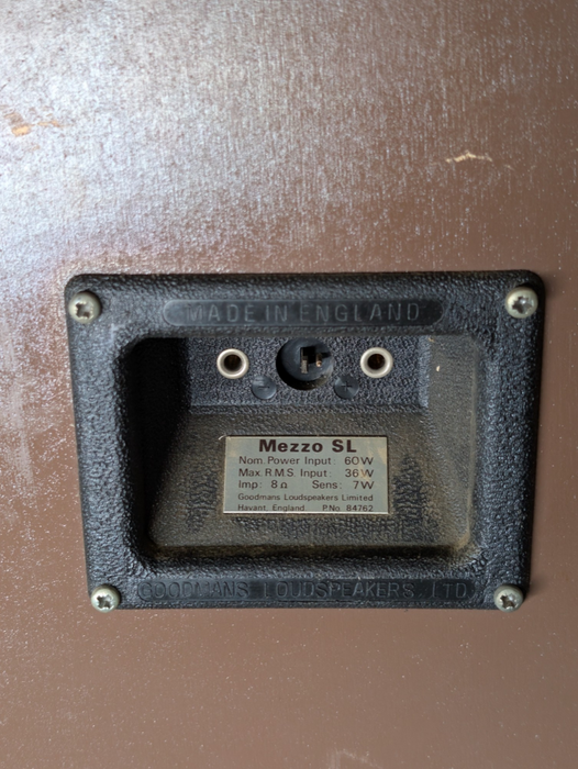 Goodmans Mezzo SL Hi-Fi Vintage Speakers made in England 60W Pair -