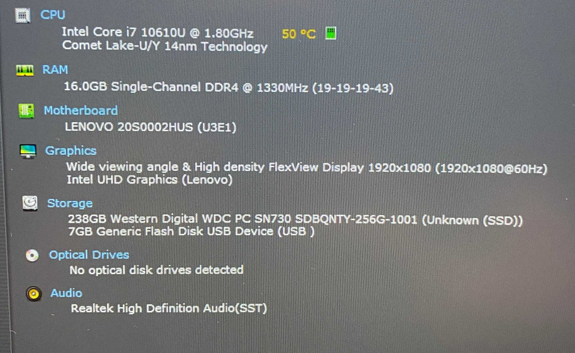 Lenovo ThinkPad T14 Gen 1 Core i7-10610U@2.30GHz vPRO 16GB RAM 256GB SSD  Lap200