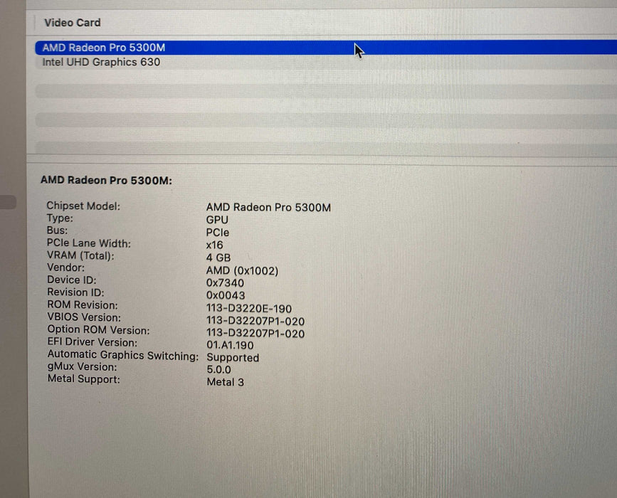 Apple MacBook Pro 16 2019 i7-9750H RadeonPro 5300M GPU 16GB RAM 512SSD READ