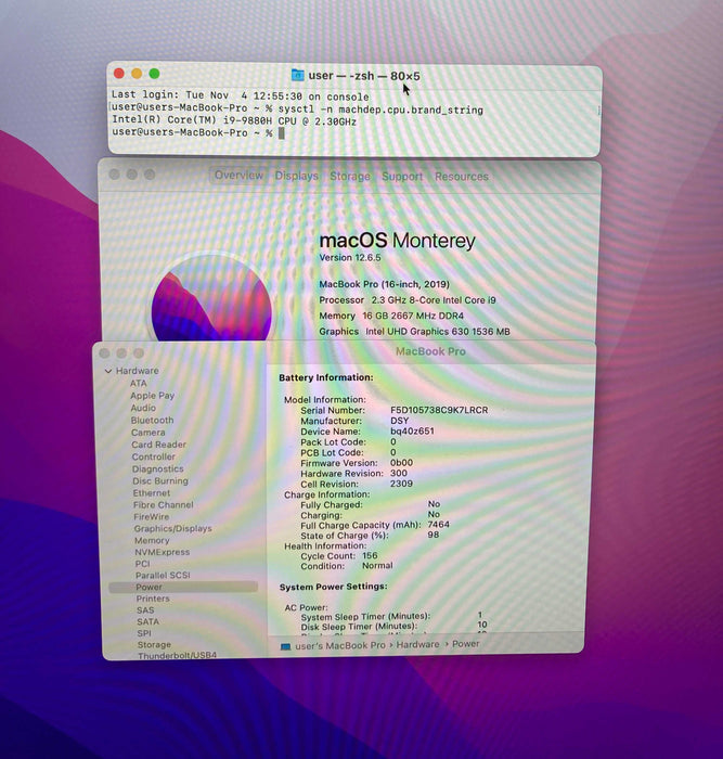 Apple MacBook Pro 16in 2019 i9 9880H Radeon PRO 5500 16GB RAM 1TB SSD READ!