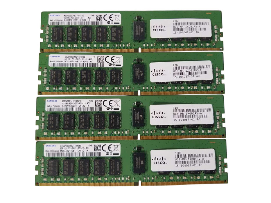 Samsung 32GB Bundle (4x8GB) 1Rx4 PC4-2400T-RC1-11-MC0 DDR4 Server RAM