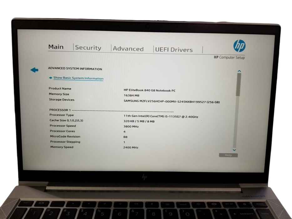 HP EliteBook 840 G8 Core i5-1135G7 @2.40GHz 16GB RAM DDR4 256GB NVMe  Lap200