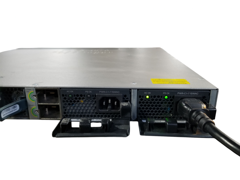 Cisco WS-C3850-48P 48 Port Gigabit PoE+ Switch w/ C3850-NM-4-1G 2x715W PSU