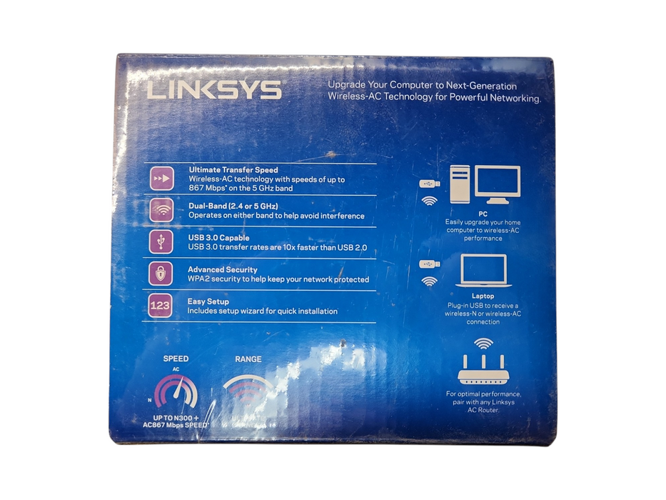 *NEW SEALED* Linksys AC1200 Dual-Band Wireless WiFi 5 USB 3.0 Adapter Q