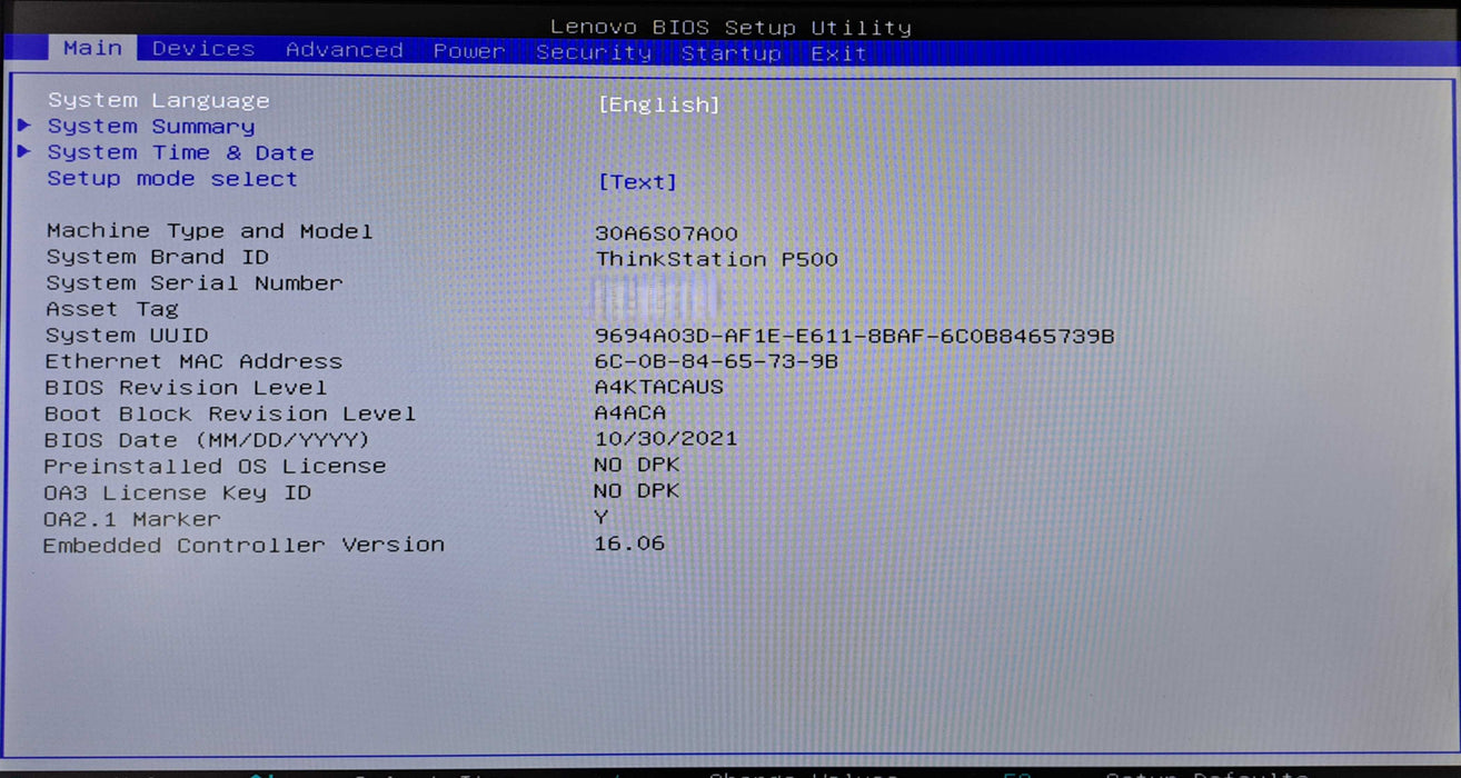 Lenovo ThinkStation P500 1x Xeon E5-1650 v3 24GB RAM K2200 - No HDD