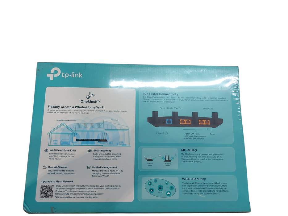 Lot 2x -TP-LINK Archer A6 AC1200 Mesh Wi-Fi Router- Full Gb - MU-MIMO Q