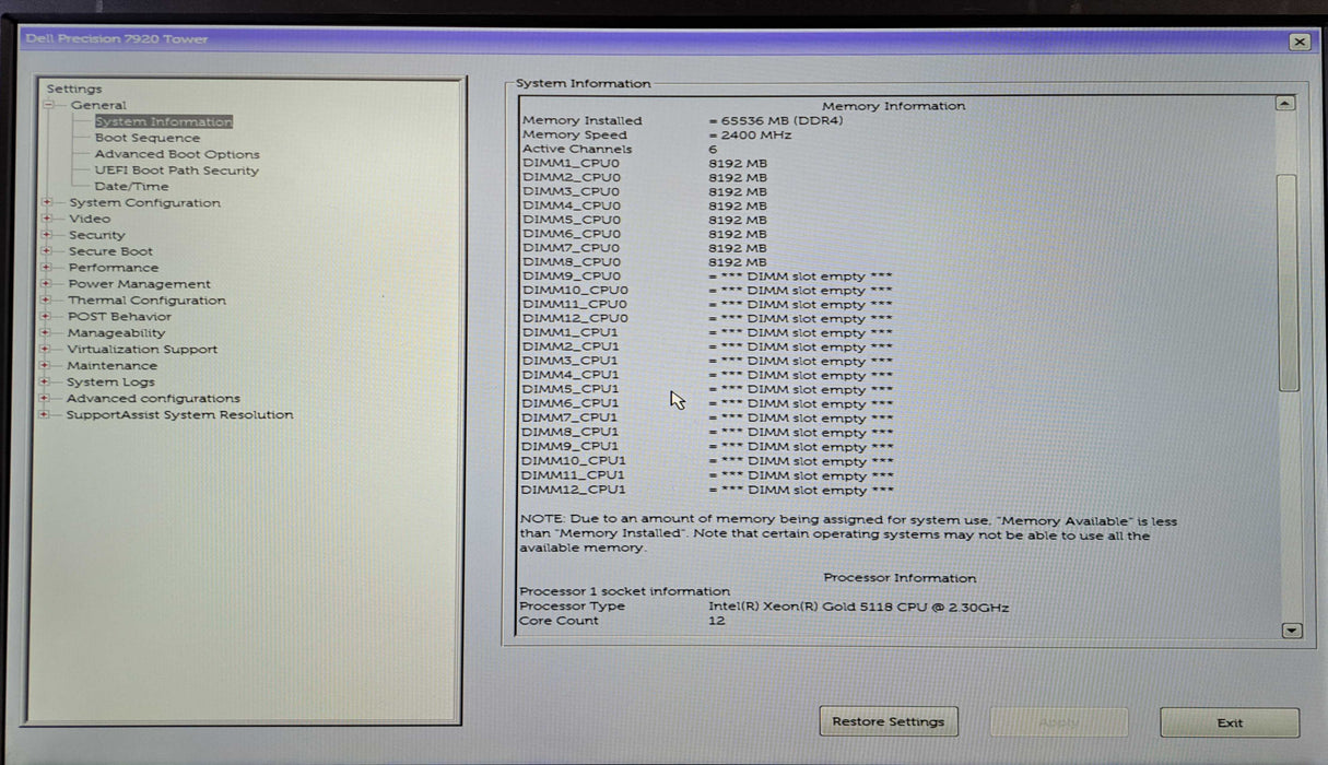 Dell Precision 7920 | Xeon Gold 5218 @2.30GHz, 64GB DDR4, RTX 2070, No HDD )