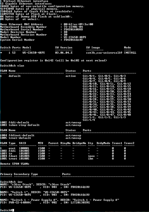 Cisco WS-C3650-48PS-E V02 | 48-Port Gigabit PoE+ Switch w/ 4x 1G SFP $