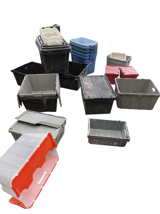 25 Resin Plastic Tote Bins & 1 Resin Pallet 34x48x46 Foldable Gaylord  =