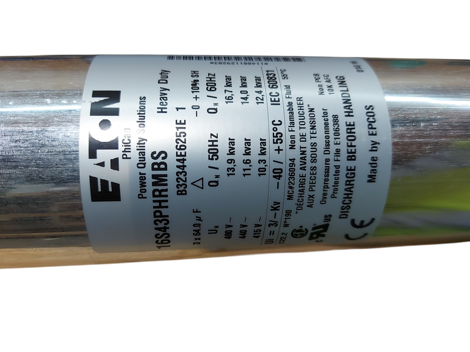 Lot 15x Eaton 16S43PHRMBS Industrial Capacitor Cell 480V 16.7 kVAR 3-Phase