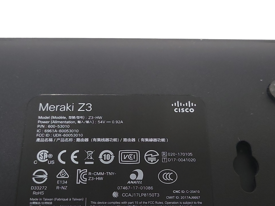 Lot of 2x Cisco Meraki Z3 Unclaimed Cloud Managed Wireless Gateway w/AC Adapt _