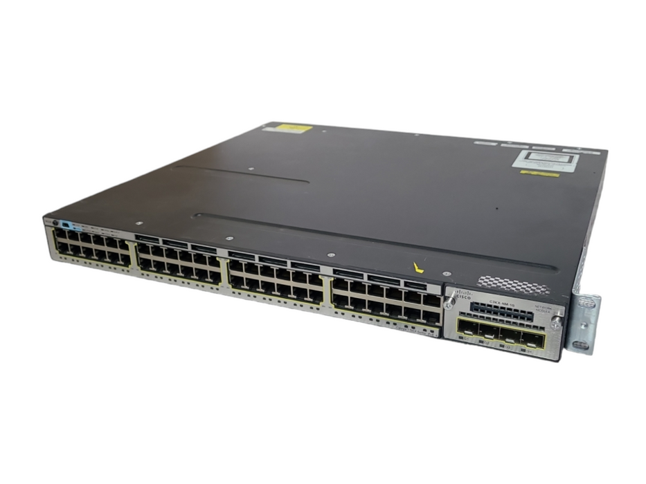 Cisco WS-C3750X-48P-S 48-Port Gigabit IP Base Switch, C3KX-NM-1G, 2x 350W
