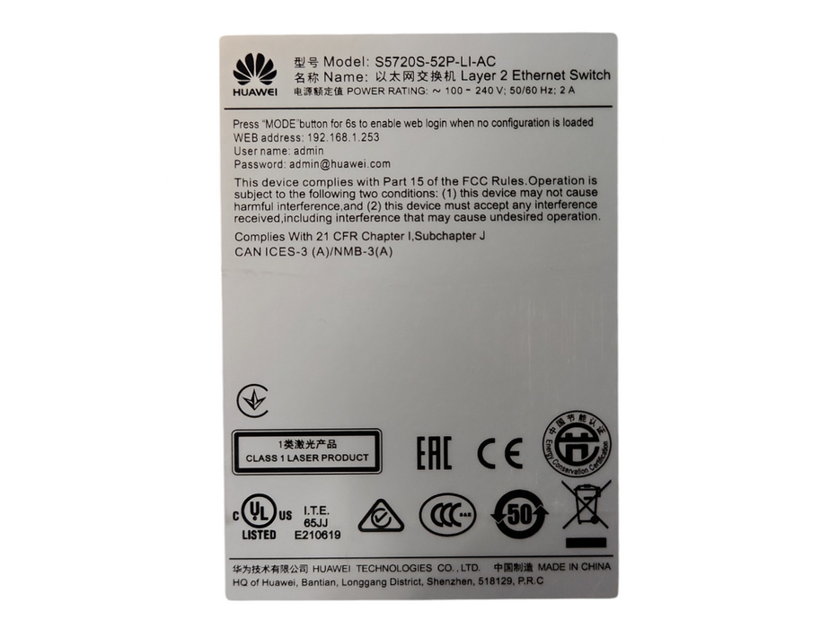 Huawei S5720S-52P-LI-AC 48-port full gigabit network management switch