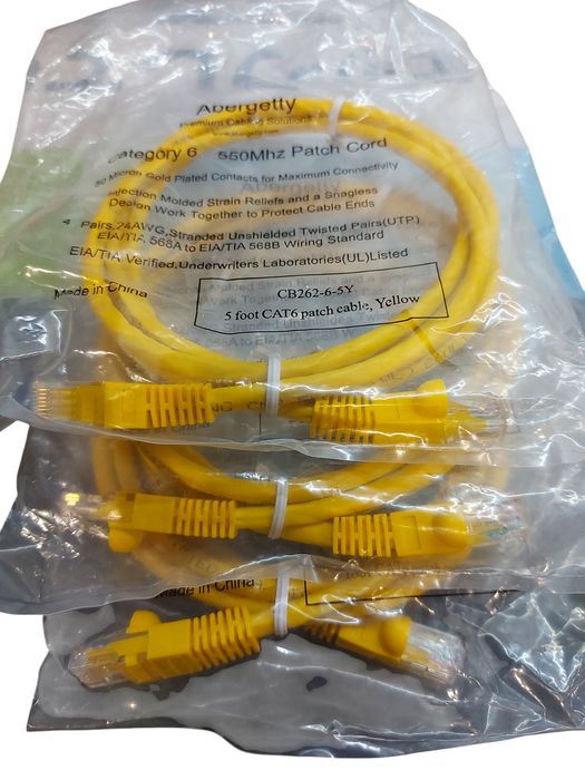 LOT 3x - 5FT Yellow CAT6 Network Ethernet Cable RJ45