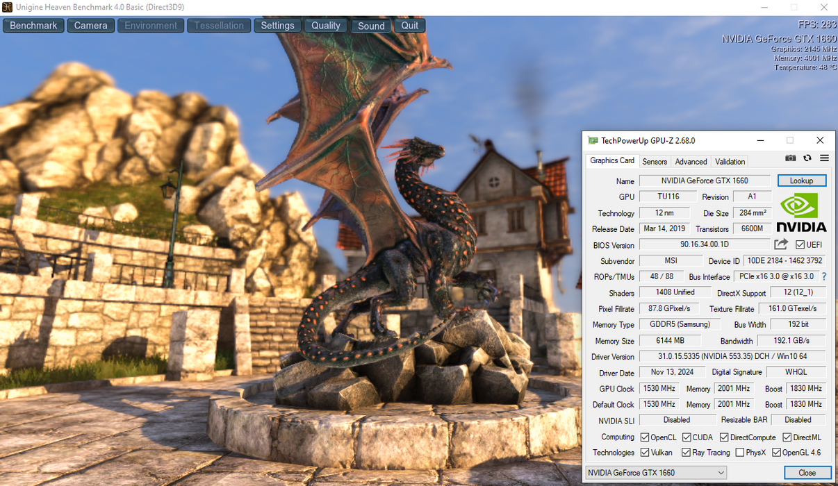 MSI GeForce GTX 1660 Ventus XS 6G OC 6GB GDDR5 Graphics Card