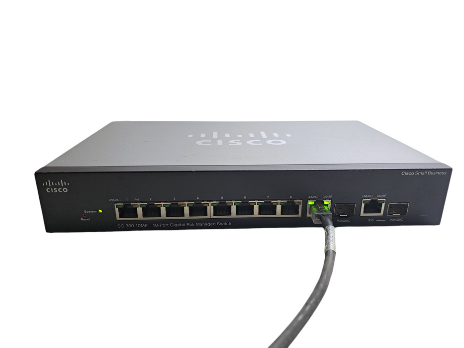 Cisco SG300-10MP | 10-Port Gigabit PoE+ Managed Switch