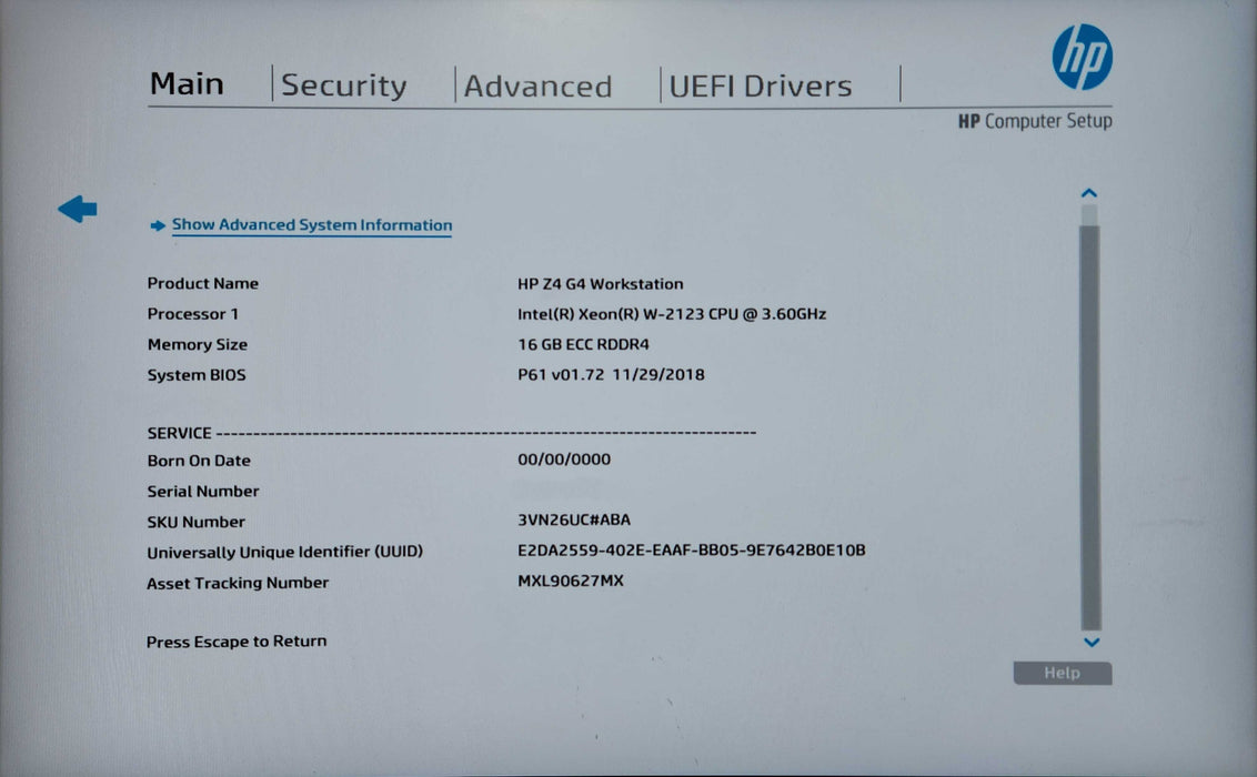 HP Z4 G4 Workstation, Xeon W-2123 3.60GHz, 16GB DDR4, 512GB NVMe, K2200