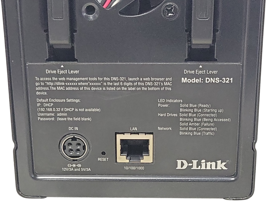 D-Link DNS-321 2-Bay Network Storage Enclosure - No Hard Drivers, READ _