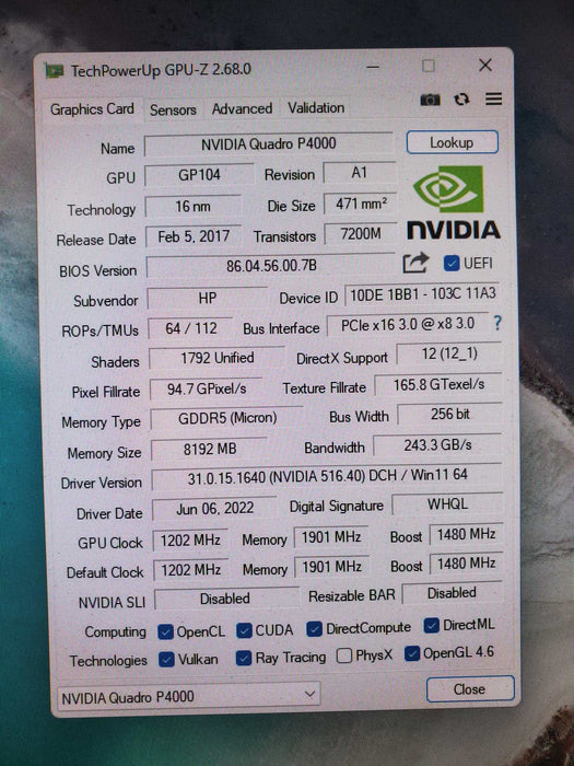 NVIDIA Quadro P4000 8GB GDDR5 Graphics Card | 4x DisplayPort