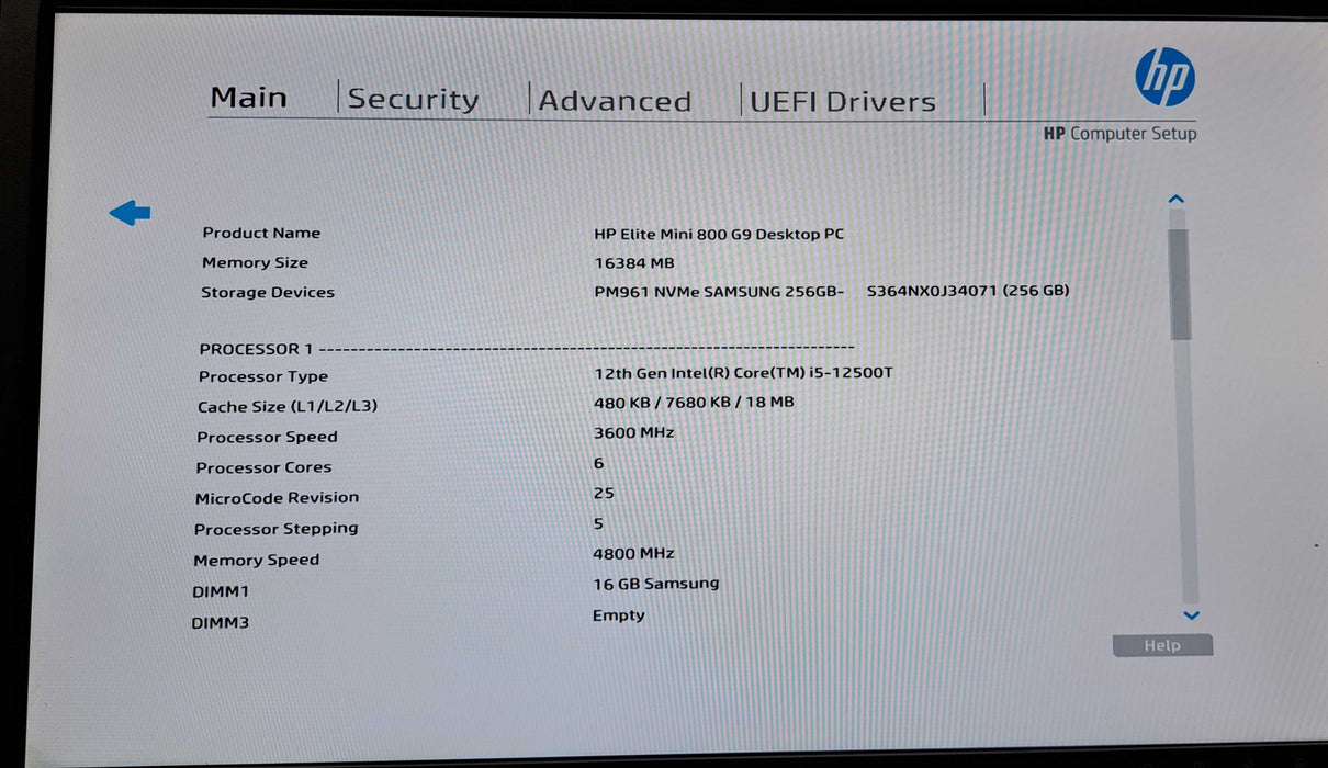 HP Elite Mini 800 G9 | Intel Core i5-12500T, 16GB DDR5, 256GB NVMe, Wi-Fi )