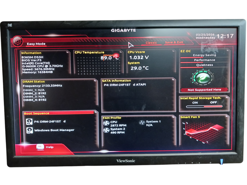 DeepCool Custom PC Gigabyte B365M DS3H Intel i5-9600K 16GB DDR4 No HDD