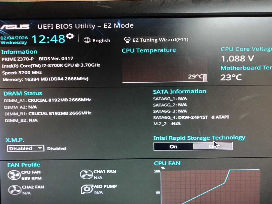 Custom Tower PC Intel i7-8700K @3.70Ghz Asus Prime Z370-P 16GB DDR4 No HDD READ