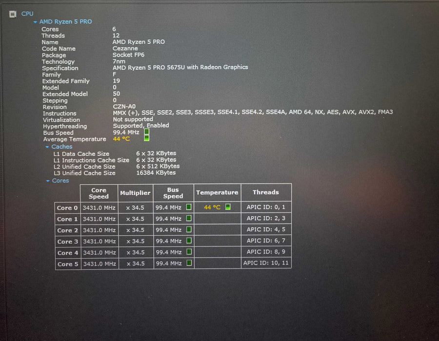 Lenovo ThinkPad L15 Gen 3 AMD Ryzen 5 PRO 5675U 16GB RAM 256GB SSD READ  Lap200