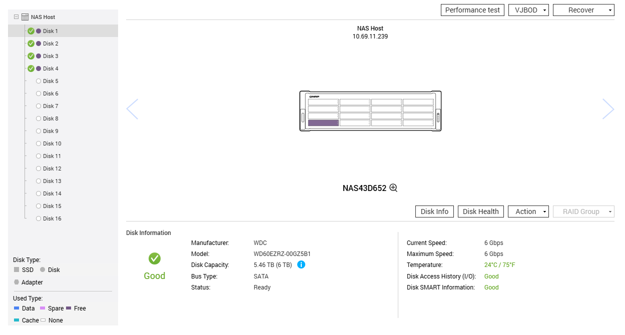 QNAP TS-1683XU-RP NAS Rack, Xeon E-2124, 16GB RAM, 2x6TB & 2x 2TB HDDs