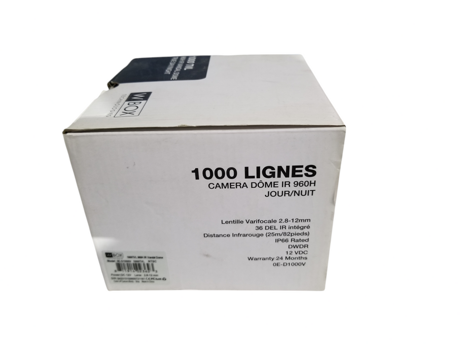 W Box 0E-D1000VW 960H IR Vandal Dome Camera 1.8-12 /12VDC / IP66