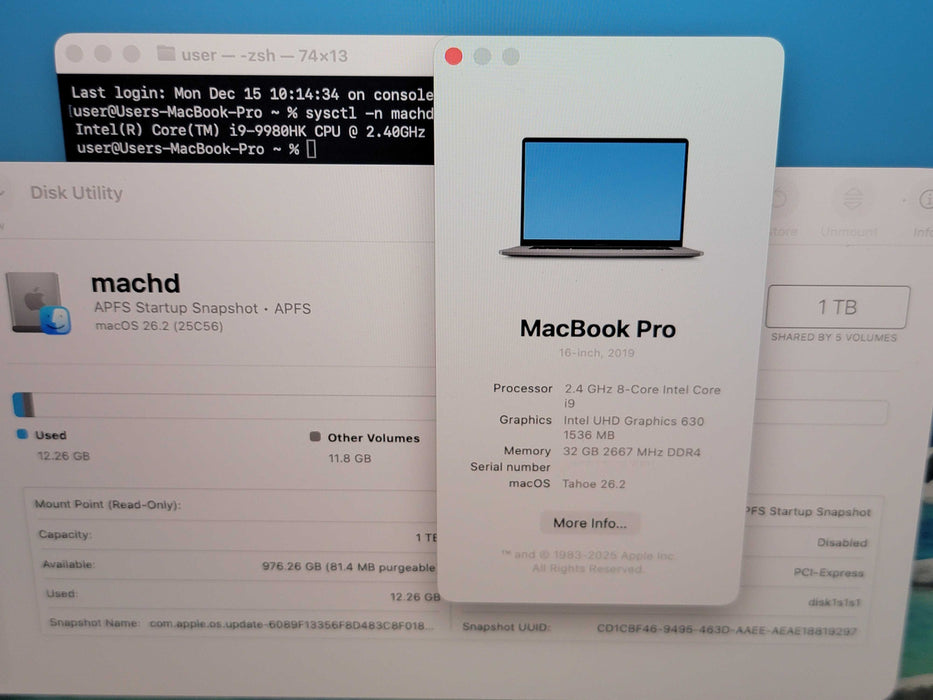 Apple Macbook Pro 2019 16" 8-Core i9-9980HK @ 2.4GHz 32GB DDR4 1TB SSD GPU