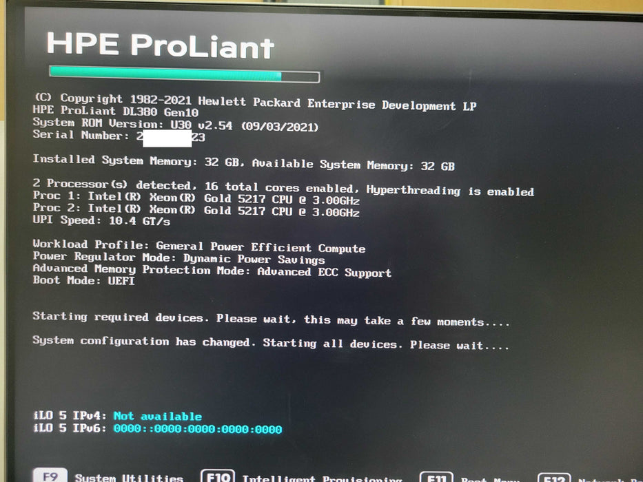 HP ProLiant DL380 G10 2x Xeon Gold 5217 3.0GHz 32GB P408i-a SR Gen 2x PSU _