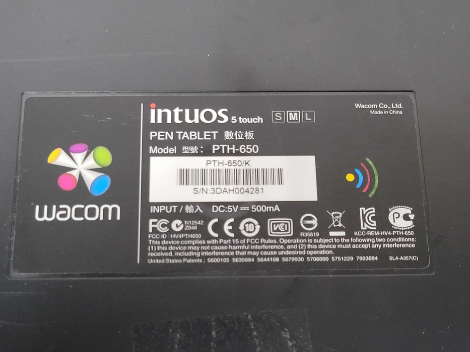 Lot of 4x Wacom PTH-650 PTH-650/K Intuos 5 touch Pen Tablet, No PEN, READ _