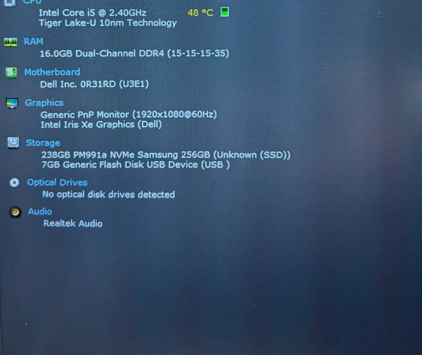 Dell Latitude 3520 Core i5-1135G7@2.4GHz 16GB RAM 256GB SSD READ!  Lap200